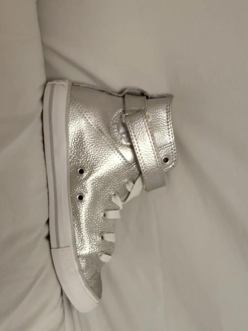 Converse Kids Metallic Silver High-Top Sneakers with Velcro Strap